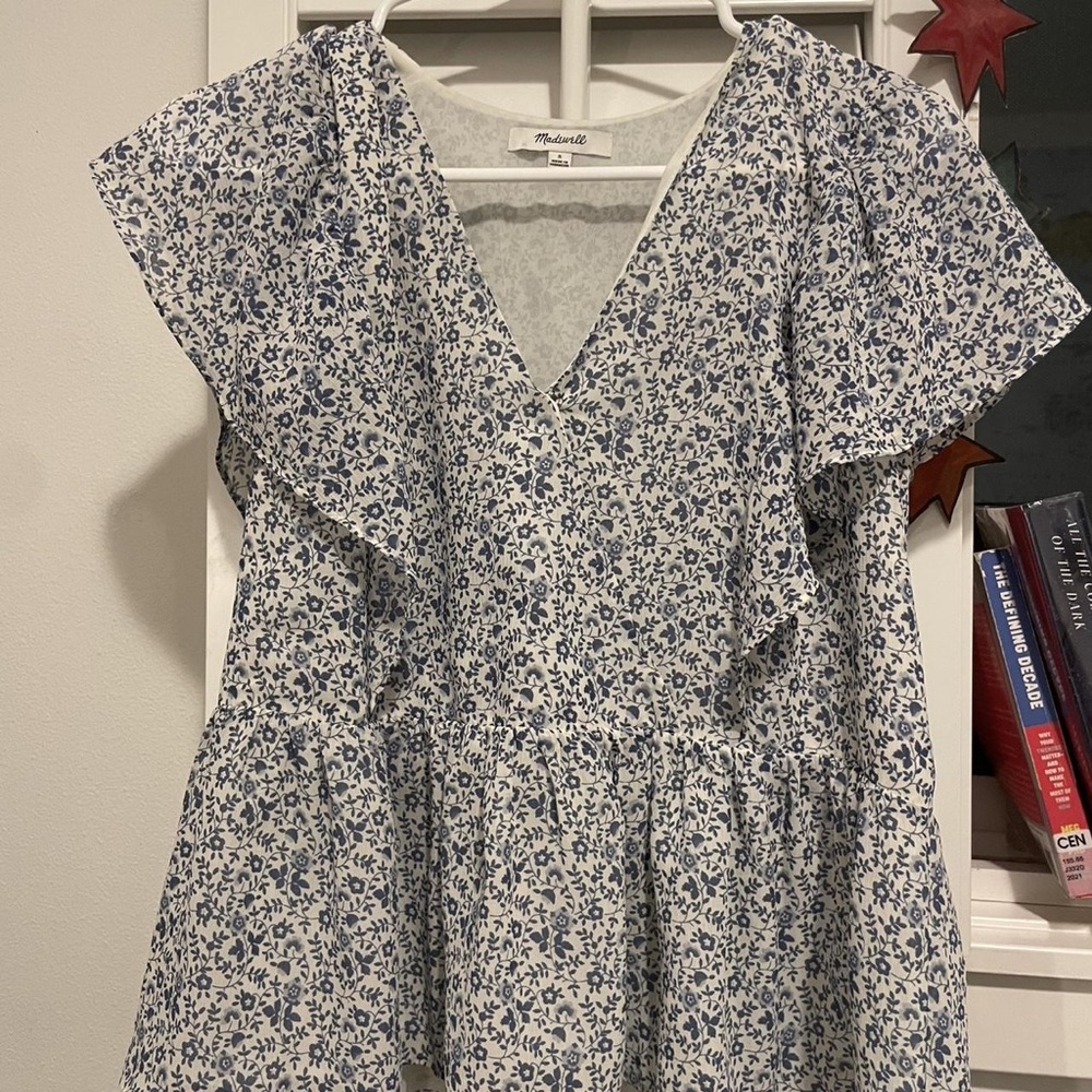 Madewell Blue and White Floral Dress